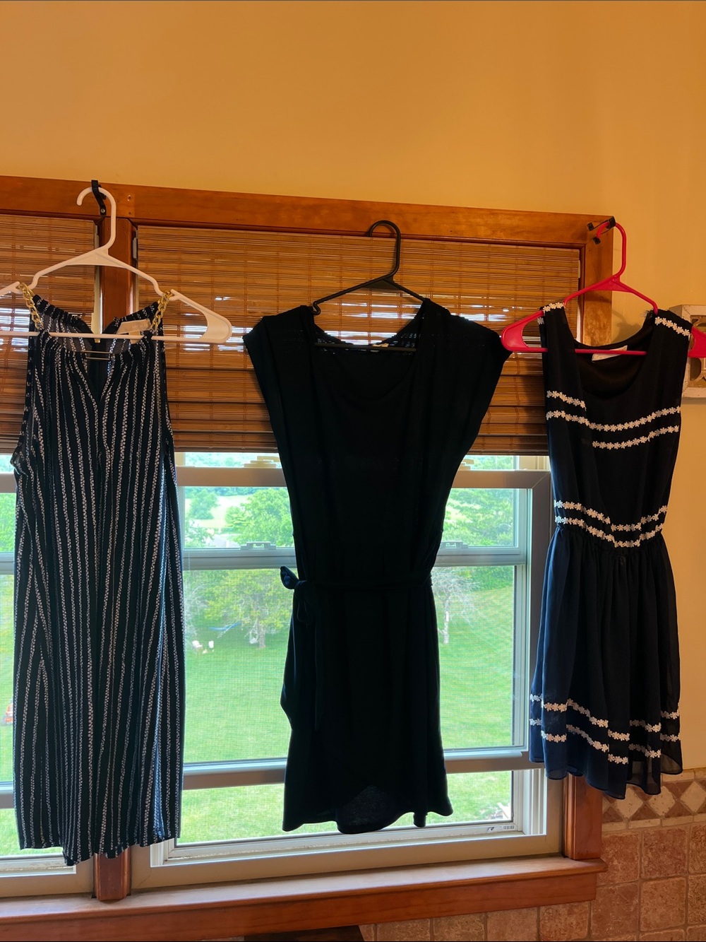 1 Michael Kors Navy  Midi Dress with White Stripe Accents plus 2 bonus dresses